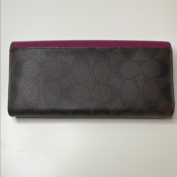 Coach Magenta and Dark Brown Women's Wallet - Picture 2 of 4